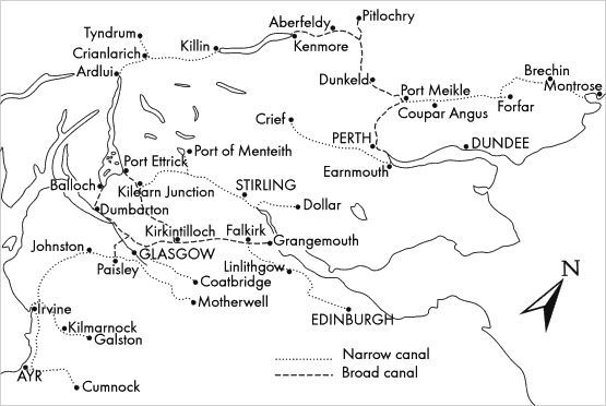 map of Scottish Canals in the timeline