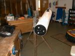 The finished telescope, showing the mirror cell at the back