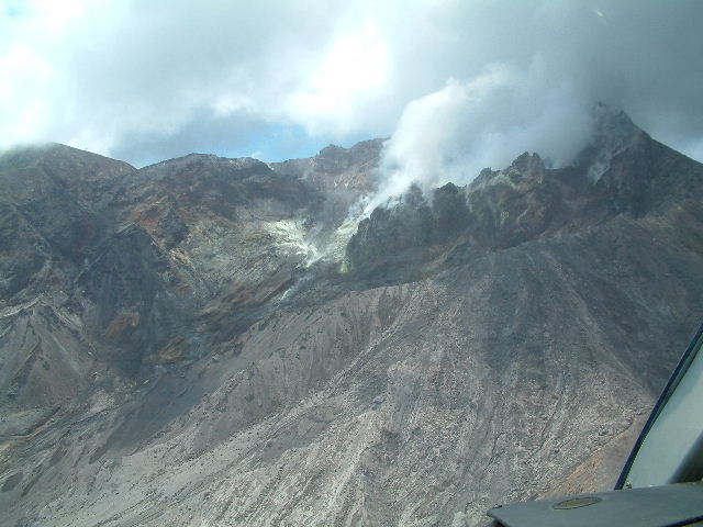 Nearer to the rim of the volcano.