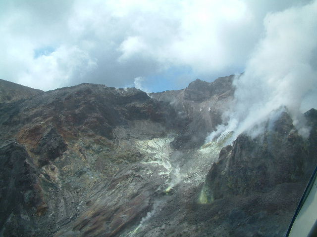 Steam, ash and sulphurous gases from the volcano.