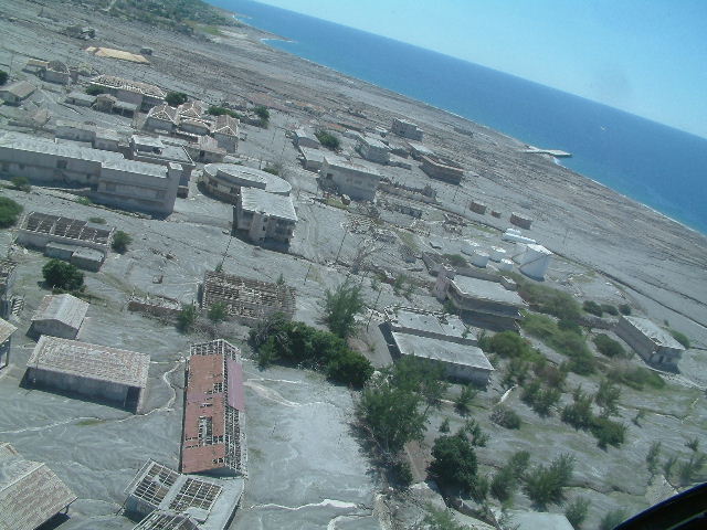 Plymouth, the abandoned ash-covered former capital of Montserrat.