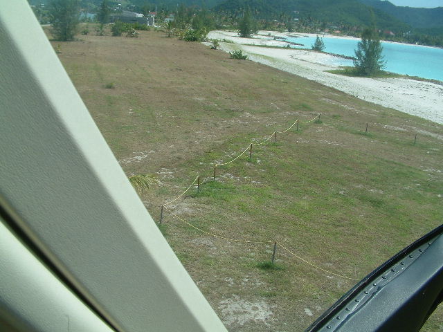 Approaching the Jolly Harbour helicopter pad.