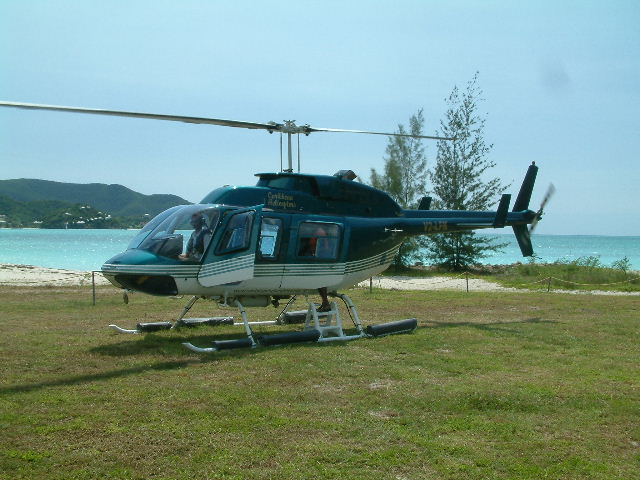 The helicopter back on Antigua.