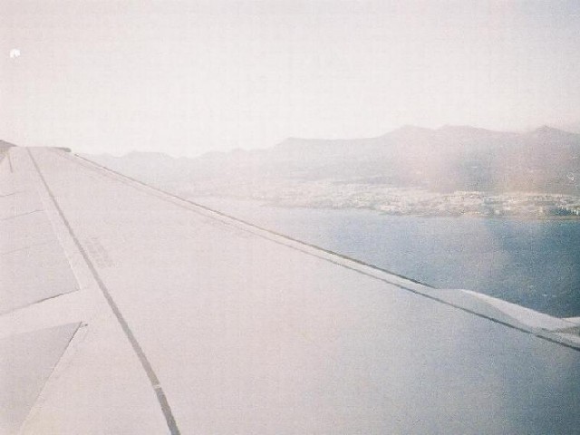 Approaching Arrecife airport from the sea.