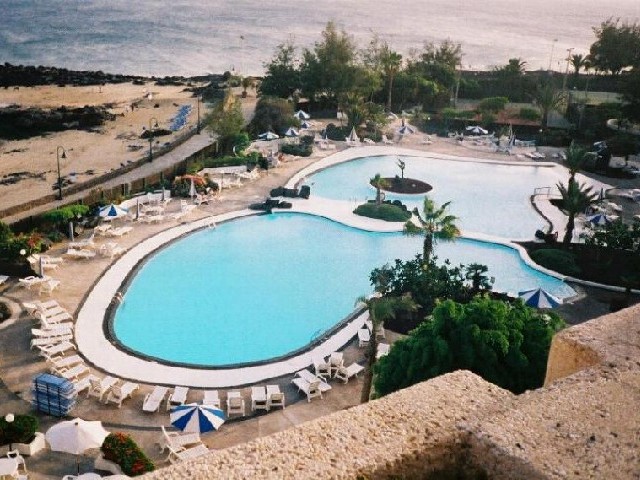 The hotel pools and beach.