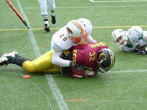 Ed Morgan makes the tackle