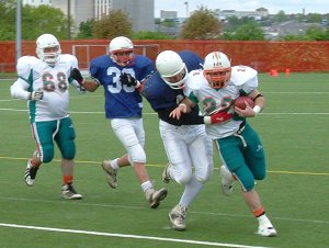 Duncan French keeps hold of the ball