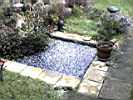 The pond with a covering of ice and snow